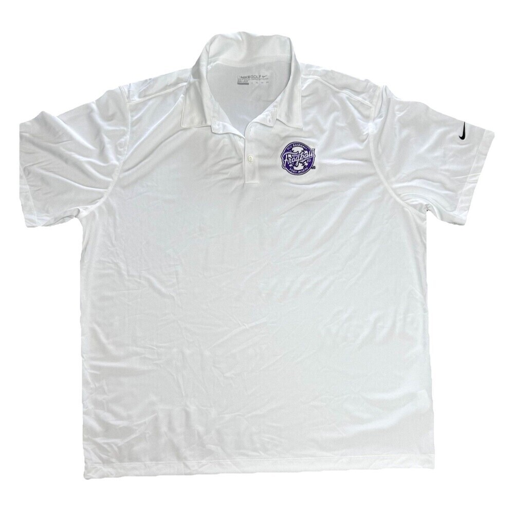 Nike Golf Dri-FIT White Polo Shirt TCU Baseball Frogball Embroidered Mens XXL